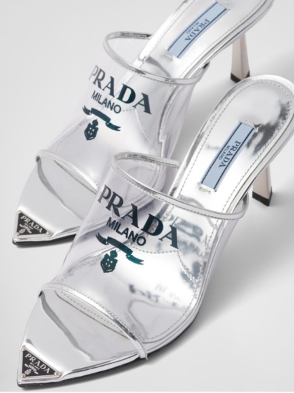 Prada Milano White Clear Logo Slide Sandals size 36